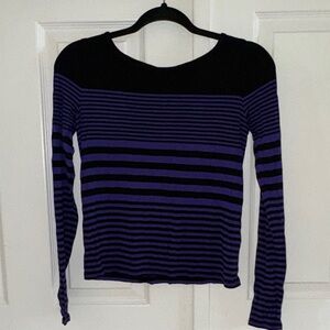NWOT Women’s Black & Purple Striped Long-Sleeve Top